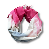 Ombre tie & dye wool scarf. Magenta & Grey