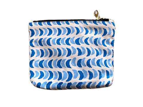 Blue moon block printed coin pouch