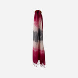 Ombre tie & dye wool scarf. Magenta & Grey