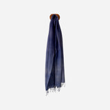 Ombre tie & dye wool scarf. Indigo to sky blue