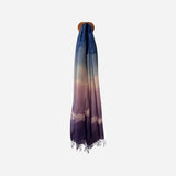 Ombre tie & dye wool scarf. Blue & Purple
